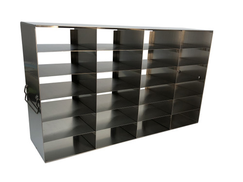 stainless steel laboratory freezer rack for 2 inch cryo boxes 24 boxes in a 6 tall by 4 deep configuration 