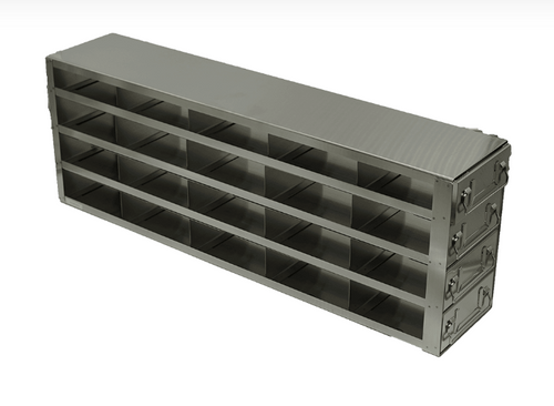 stainless steel laboratory freezer drawer rack for 2 inch cryo boxes five deep and four high