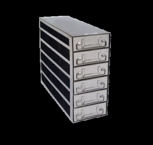 stainless steel laboratory freezer drawer rack for 2 inch cryo boxes three deep and six high 