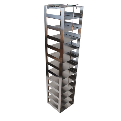 stainless steel vertical freezer rack for chest freezers holds twelve 2 cryoboxes 