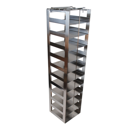 [FR-A-CH-2-11] stainless steel vertical freezer rack for chest freezers holds eleven 2 cryoboxes