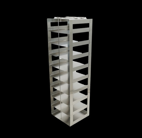 [FR-CH-2-9-100] stainless steel freezer rack for chest freezers to store plastic 100 place hinged cryoboxes 
